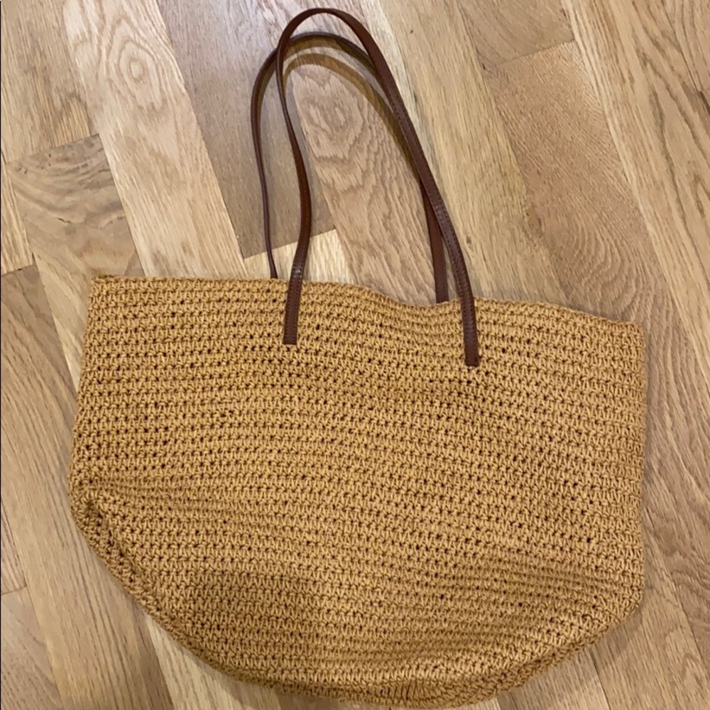 J.Crew Woven Beach bag with leather straps